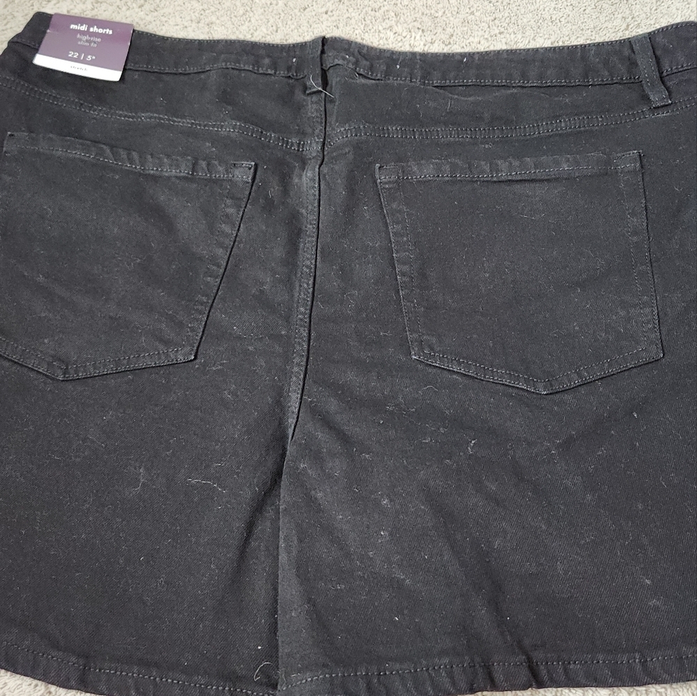 Women's 5" High-Rise Jean Shorts - Ava & Viv Black Wash 20 - Picture 6 of 14